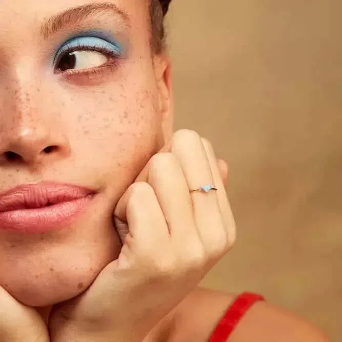 Gioielli artigianali Anello Cuore Azzzurro